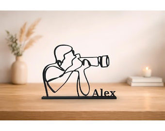 Photographer Custom 3D Line Art, Personalized 3D Line Art Decor, Line Art Gift idea, Unique Line Art Sculpture, Gift for Photographer