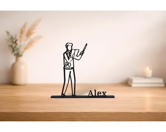 Personalized Teacher Line Art – Male Educator Figure Decor, Classroom Print, Gift for Schools Teacher