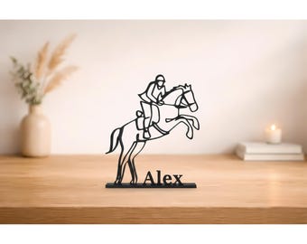 Horseriding Personalized Figure, Custom Equestrian 3D Figure, Prancing Horse, Horserider Gift, Horse Sculpture, Gift for Horse Owner, Home Decor