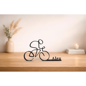 Décoration 3D personnalisée pour cycliste, impression 3D, panneau avec nom pour passionné de vélo, cadeau pour cycliste, statuette décorative pour table d'appoint