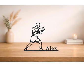 Custom Boxing Figure Line Art – Personalized Fighter Sculpture Artwork for Boxing, MMA & Combat Sports Lovers
