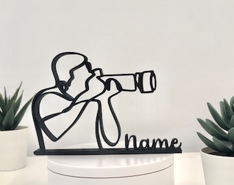 Photographer, personalized gift idea, gift for photographers, minimalist art sculpture, 3D printed, home decor