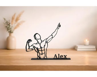 Bodybuilder Personalized Figure, Gym sculpture Art, Workout Desk Name Plate, Fitness Nameplate, Bodybuilder Figure, Body Builder Gift Idea