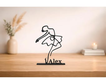 Ballet Personalized Figure, Artistic Line Art, Ballerina Sculpture Art Decor, Abstract Line Art, Gift for Ballet Dancer, Dancer Home Decor