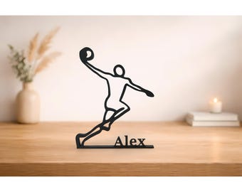Basketball Personalized 3D Line Art, Handball 3D figure, Basketball Signs, Basketball Lover Gifts, Player Name plate, Sportsman Desk Decor