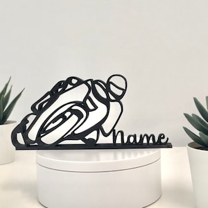 Biker, personalized gift idea, gift for motorcycle lovers, minimalist sculpture, 3D printed, home decor