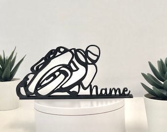 Biker, personalized gift idea, gift for motorcycle lovers, minimalist sculpture, 3D printed, home decor