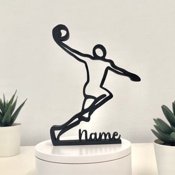 Baloncesto, idea de regalo personalizado, regalo para amantes del deporte, escultura minimalista, Impreso en 3D, decoración para el hogar