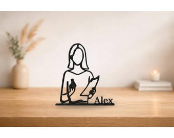 Personalized Female Teacher Line Art – Perfect for Classrooms & Educators