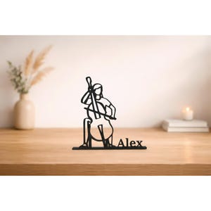 Double Bassist Personalized Figure, Contrabass Player Line Art, 3D Printed Gift, Metal Musicians Gift, Jazz Sculptures, Musician Home Decor