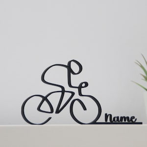Cyclist Personalized 3d Line Art, 3D Printed Line Art, Bike Decor, Bicycle Lover Name Sign, Gift for a Cyclist, Side Table Statue Decor
