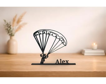 Personalized Paragliding Line Art – Parachute Figure Decor, Adventure Sport Gift, Gift for Pilots