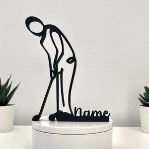 Golfer, personalized gift idea, gift for golf lovers, minimalist sculpture, 3D printed, home decor, sport