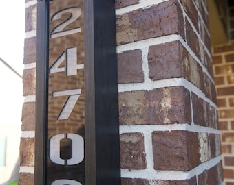 Solar Address Sign for House | Lighted Wooden House Number Sign | Custom Outdoor Address Plaque | Housewarming Gift