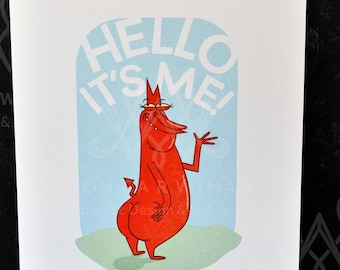 Red Guy Hallo, ik ben het! afdrukken | Koe en kip 90s cartoon millennial fanart-print