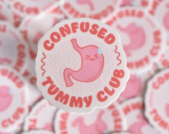 Confused Tummy Club sticker | tummy ache, IBS, stomach ache, sticker, funny sticker, IBS sticker, Crohn's, colitis, IBD