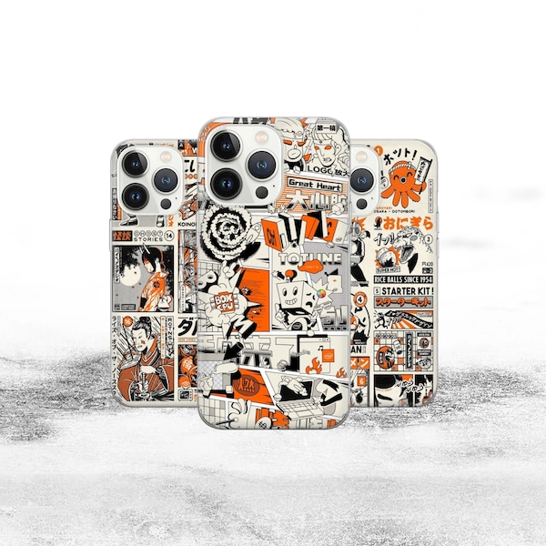 Japan Comics Phone Case Aesthetic Japanese Art for iPhone 15 Pro Max, 14 Plus, 13, 12, 11, XR, XS & Samsung S23, S22, A54, A53, Pixel 8, 7