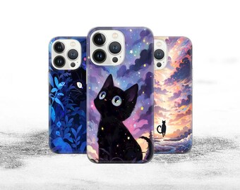 Funda de teléfono Meow Funda impresionista apta para iPhone 15 Pro Max, 14 Plus, 13, 12, 11, XR, XS y Samsung S23, S22, A54, A53, Pixel 8, 7