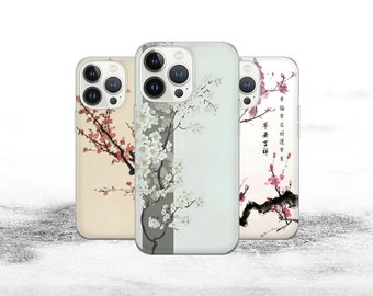 Sakura Handyhülle Japanische Kunsthülle passend für iPhone 15 Pro Max, 14 Plus, 13, 12, 11, XR, XS & Samsung S23, S22, A54, A53, Pixel 8, 7