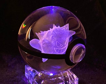 EASTER Crystal Pokeball Pokemon 3 Inches Laser Planet Engraving Gift Valentine's Day Home Decor Decoration Anime Gaming Color Box Figurine