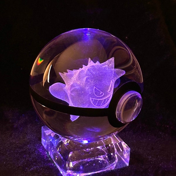 Crystal Pokeball Pokemon 3 Inches Laser Planet Engraving Gift Valentine's Day Home Decor Decoration Anime Gaming Color Box Figurine