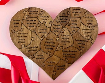 20 Reasons Why I Love You Wooden Heart Puzzle