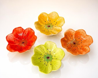 Laurie Gates 1990s 4er Set Flora Melamin Snackschalen in Blumenform, 14x2 cm