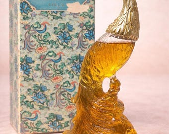 Avon 1970s Bird of Paradise Cologne Figural Decanter Bottle With Box, 4x8”
