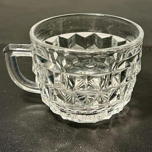 Fostoria 1960s American Clear Crystal Glass Cubist Punch Set Orphan Cup, 3x2.5”