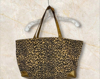 Bolso tote grande con estampado animal de guepardo vintage de los años 80 de Lancôme Paris