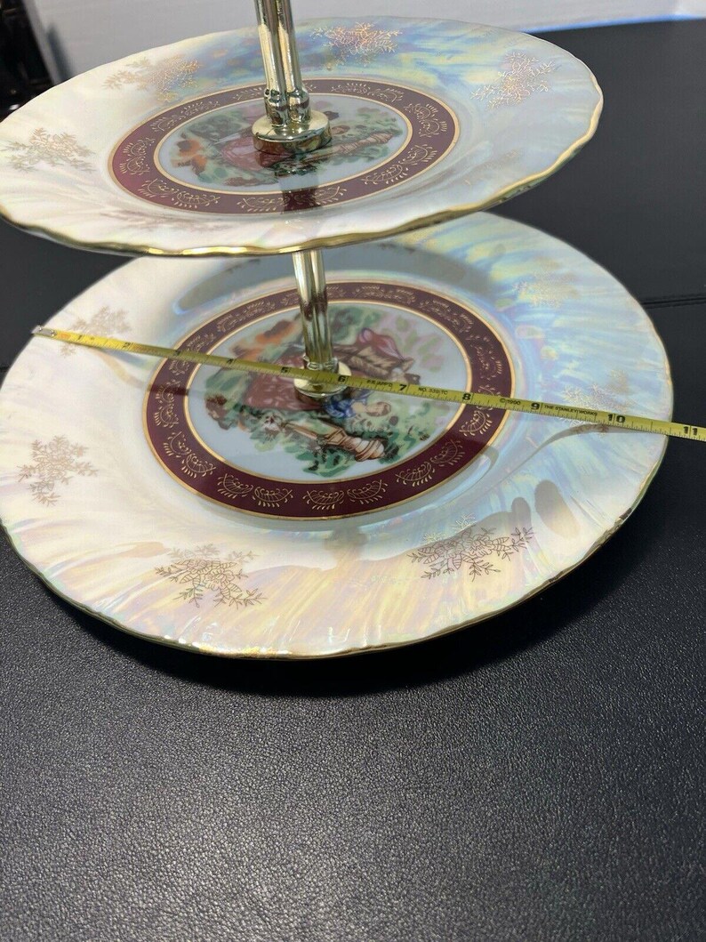 Yau Shing YS Vintage 1940s Lusterware Three Graces 3tiered Cake Stand Etsy