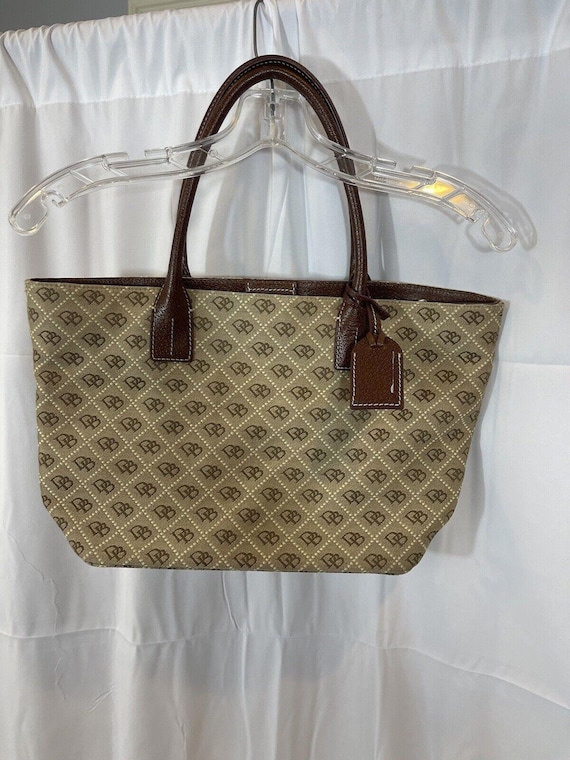 Vintage Dooney Bourke Greta Collection Brown DB Logo Leather Leisure Tote Bag