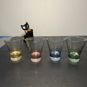 Arcoroc MCM 4 Colorful Cosmos Martini Cocktail Stemless Glasses, 3.5x4.25