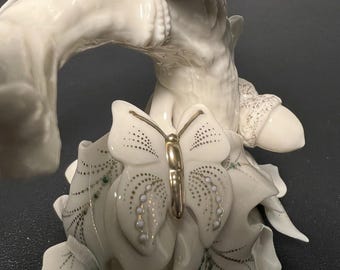 Lenox 1990s China Jewels White Cardinal With Butterfly & Acorns
