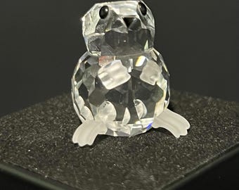 Figura de ratón de campo de cristal transparente Swarovski de los años 90, 1,25", DAÑADA