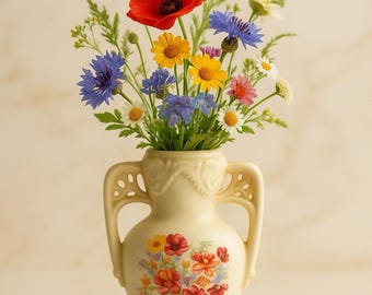 Carl Thieme Dresden 1910s Austria Export Floral Porcelain Vase, 1.5x6”