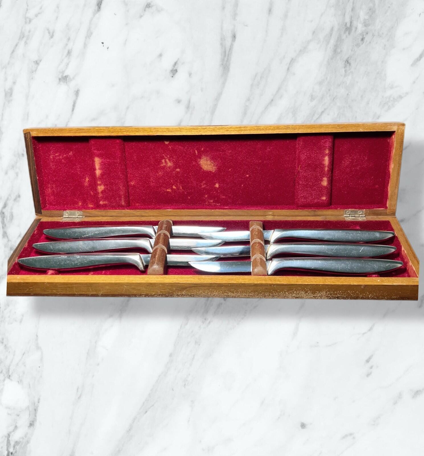 ★ ビンテージガーバーキッチンナイフセットウオールナット壁掛けケース Gerber kitchen blade - Etsy 日本