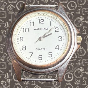 Waltham 1980s Quartz Watch Head White Dial Japan Movement, 1.5”, AS IS image 1