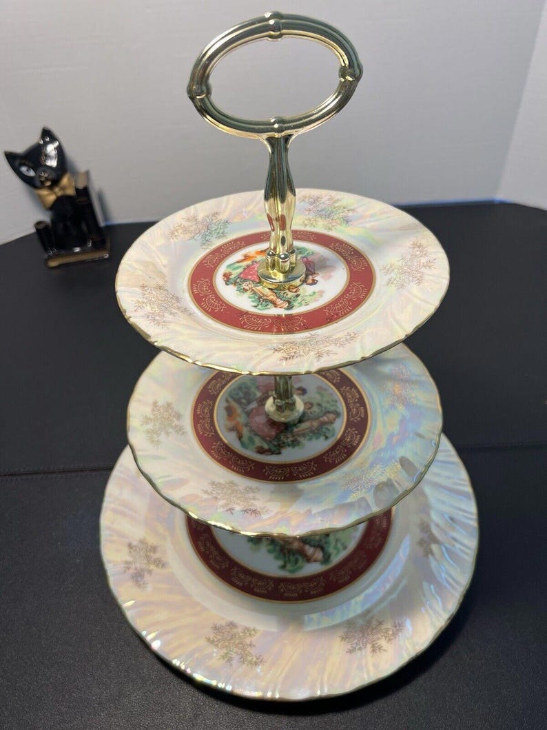 Yau Shing YS Vintage 1940s Lusterware Three Graces 3tiered Cake Stand Etsy