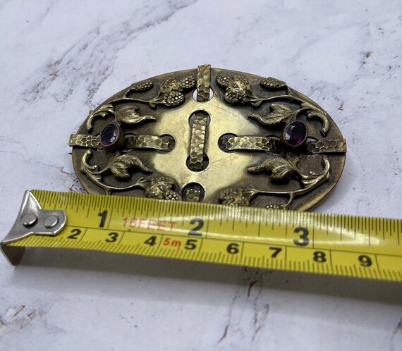 Antique Victorian 1890s Brass Buckle Brooch With … - image 3