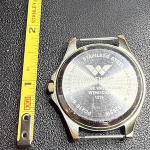 Waltham 1980s Quartz Watch Head White Dial Japan Movement, 1.5”, AS IS image 7