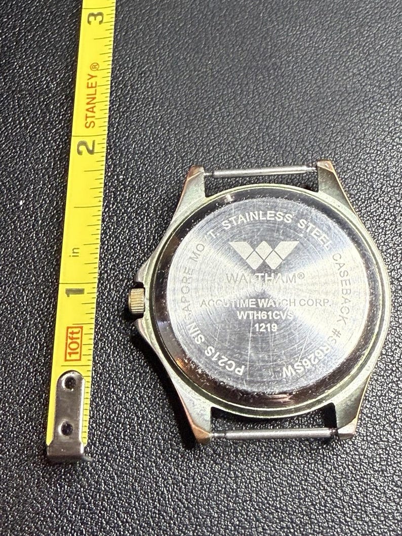 Waltham 1980s Quartz Watch Head White Dial Japan Movement, 1.5”, AS IS image 7