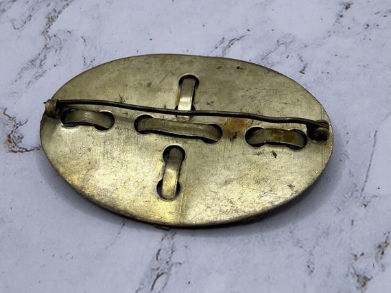 Antique Victorian 1890s Brass Buckle Brooch With … - image 2
