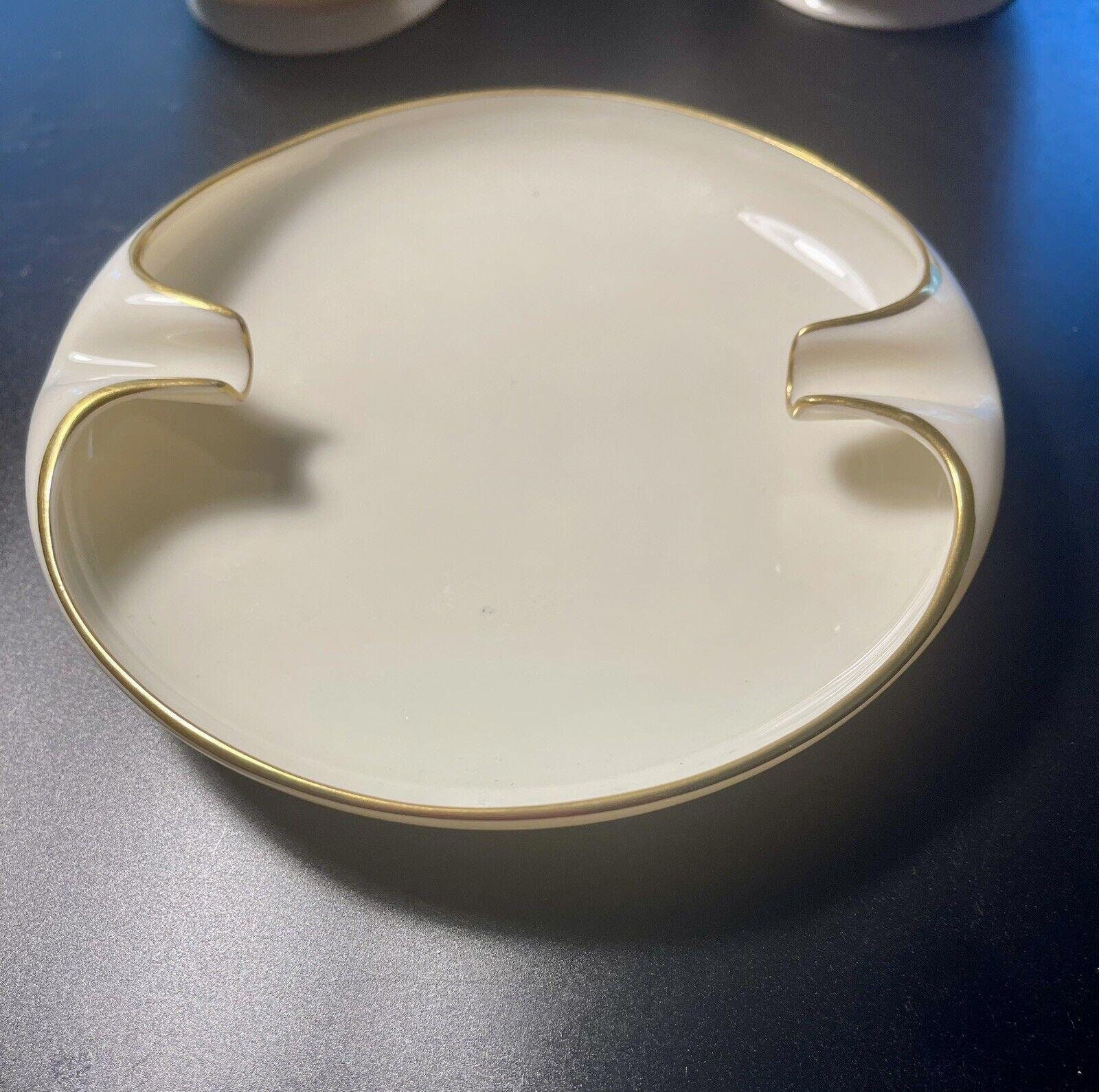 Lenox Vintage 1940's Canterbury Cream 24K Gold Trim Set Ashtray