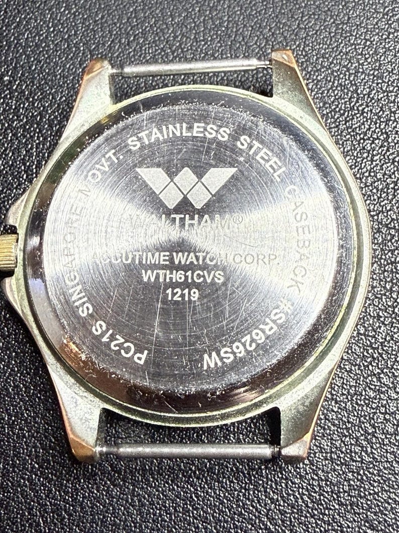 Waltham 1980s Quartz Watch Head White Dial Japan Movement, 1.5”, AS IS image 5