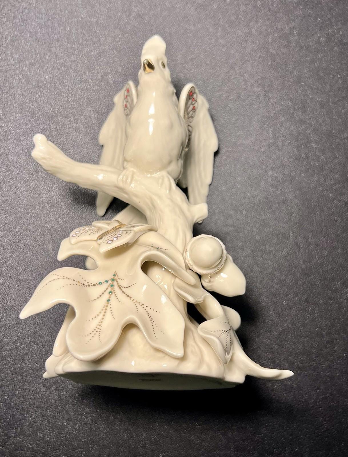 Lenox 1990s China Jewels White Cardinal With Butterfly & Acorns