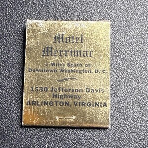 Vintage 1960er Streichholzbrief Cottage Merrimac Arlington VA, Unbenutzt, ungestrichen, KOSTENLOSER VERSAND