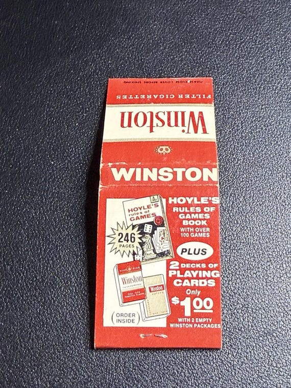 Vintage 1970s Winston Cigarettes Matchbook - Unused Promo Red Pack