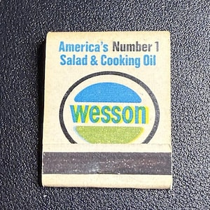 Vintage 1970s Matchbook Wesson Oil Recipe Promo, Used, FREE SHIPPING