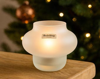 BodaShop Sweden 1980s Cosy Frosted Glass Tealight Holder, 2x3” NIB